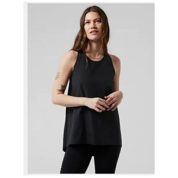 Athleta Tops - Athleta Black Sojourn Tank Top Oversized With Pleated Back Size SP NEW